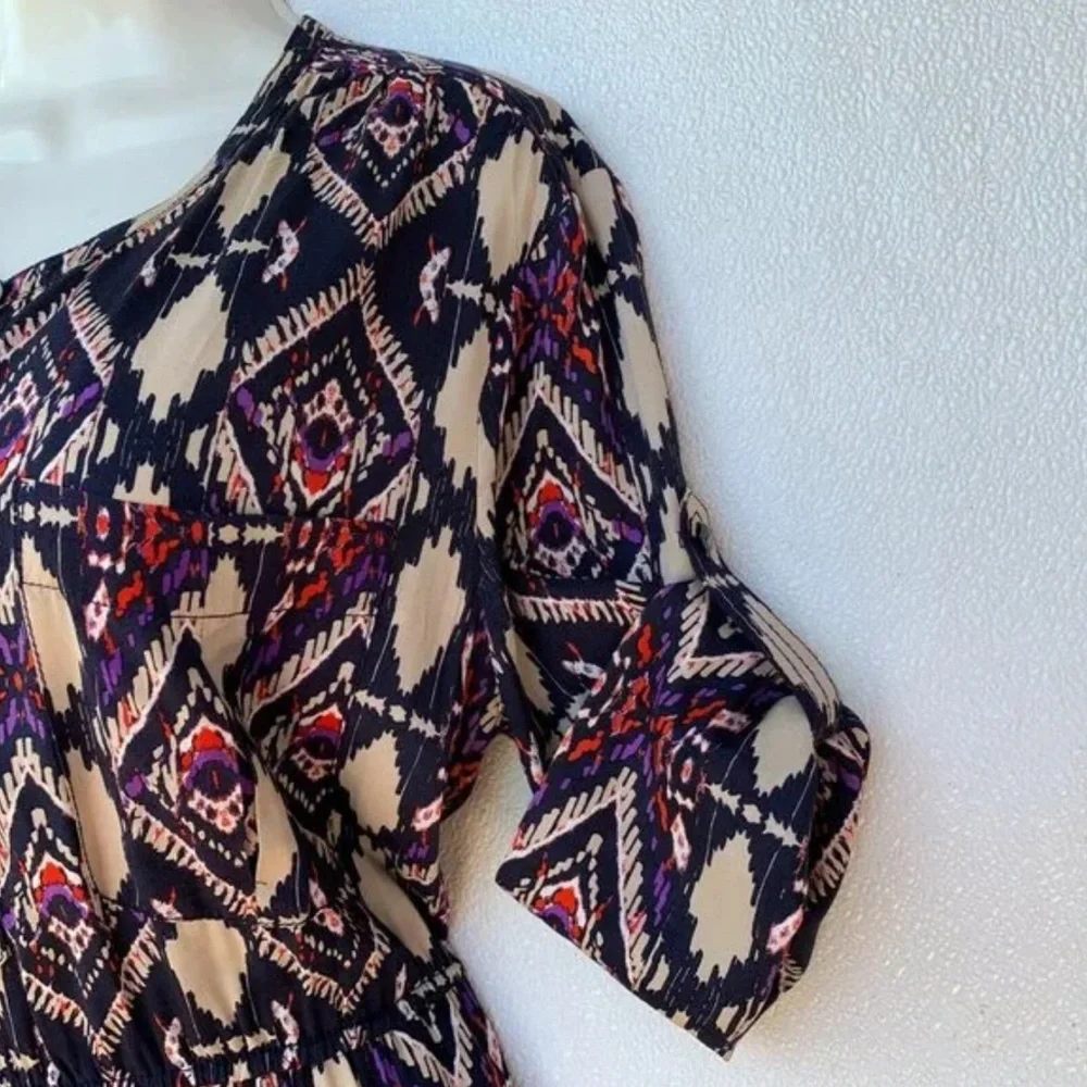 Anthropologie Holding Horses Mira Ikat Dress 3/4 Sleeve Western Tribal Size 10P - Picture 4 of 6